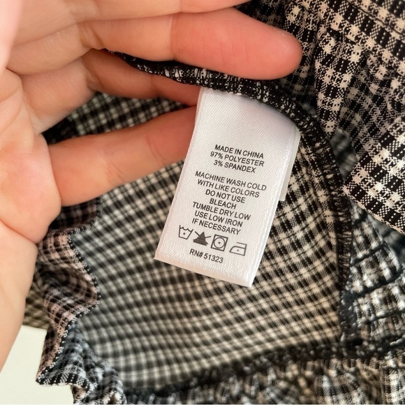 1 State prairie puff sleeve milkmaid blouse plaid gingham country preppy smocked - Picture 5 of 6